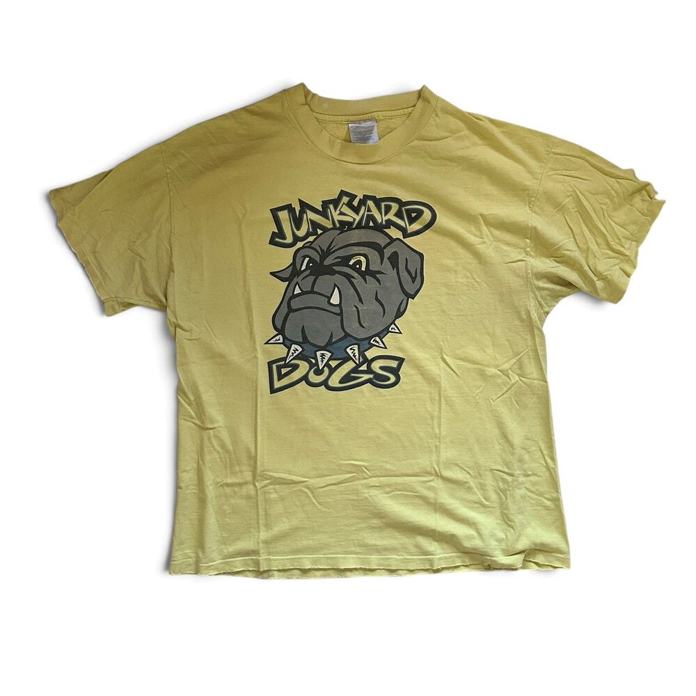 Vintage Junkyard Dogs Bulldog Graphic T-Shirt Hanes Beefy-T Large Distressed L